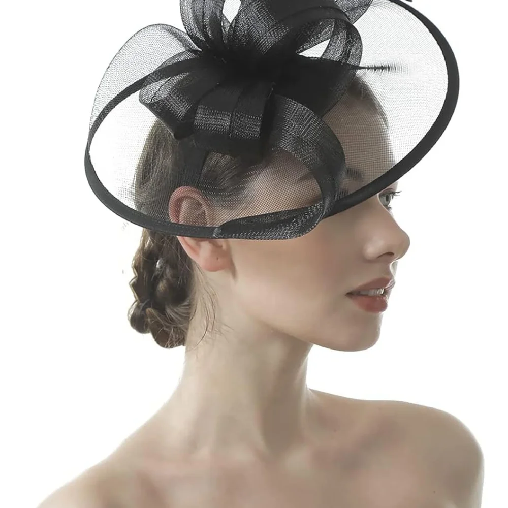Beloved Millinery Elegant Black Fascinator Tea Brunch Church Funeral Memorial